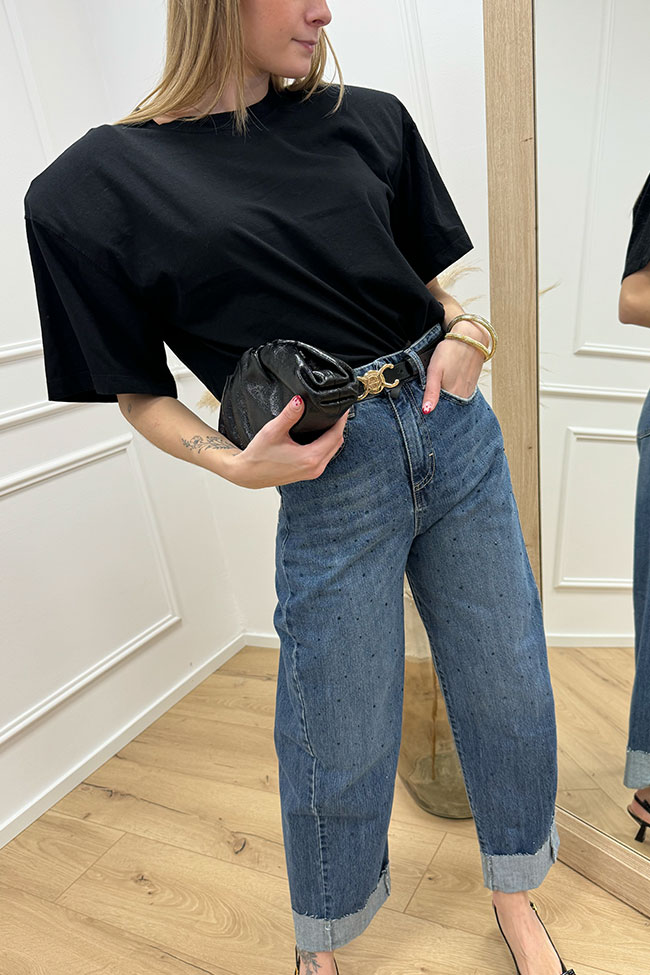Vicolo - T shirt nera con spalle rimovibili