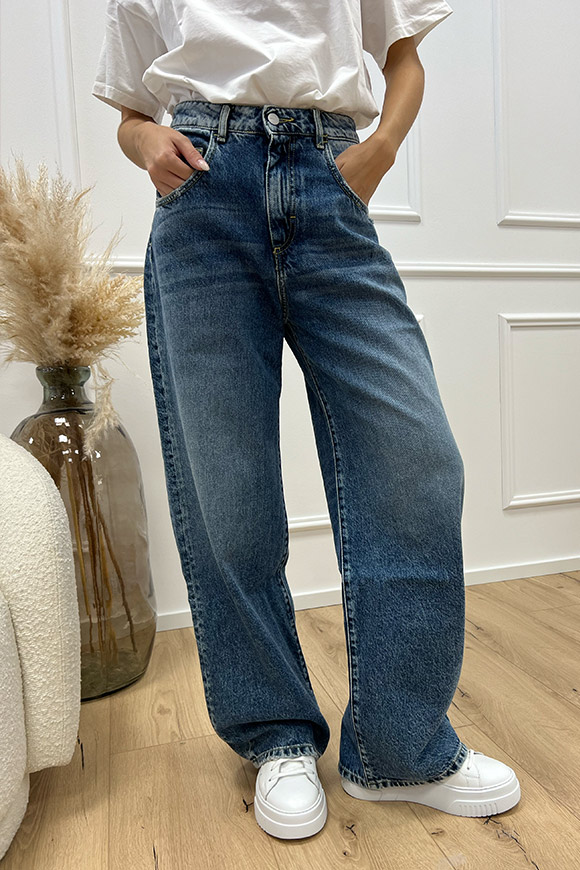 Icon Denim - Jeans "Poppy" wide leg lavaggio scuro