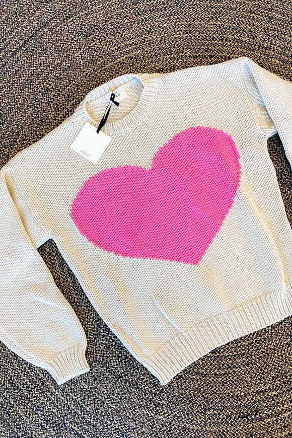 Vicolo - Beige pink heart sweater