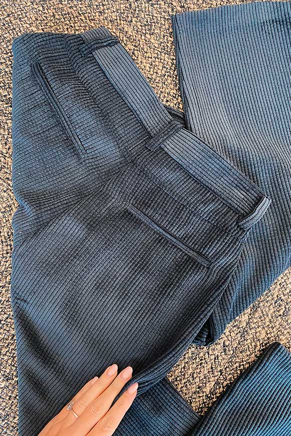 Vicolo - Pantaloni neri a costine in velluto