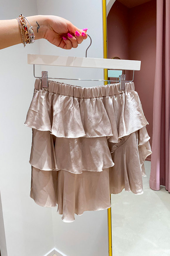 Vicolo - Skirt with irregular champagne satin flounces