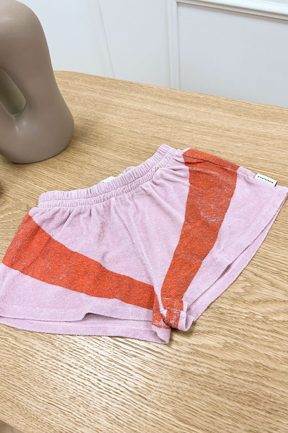 Piupiuchick - Pantaloncini lilla e rosso in cotone spugna