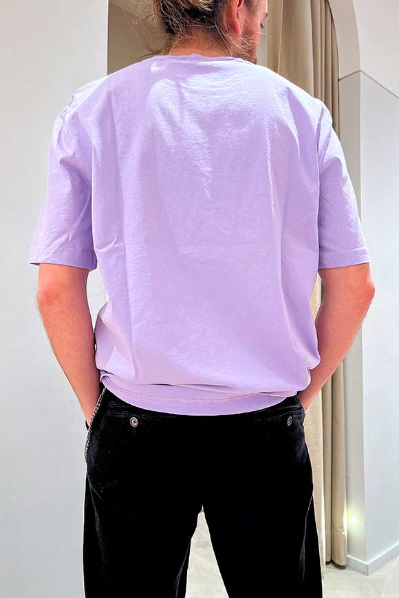 Gaelle - Lilac cotton t shirt with logo patch