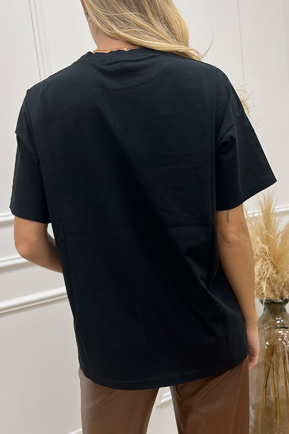 Vicolo - T shirt over nera basic girocollo