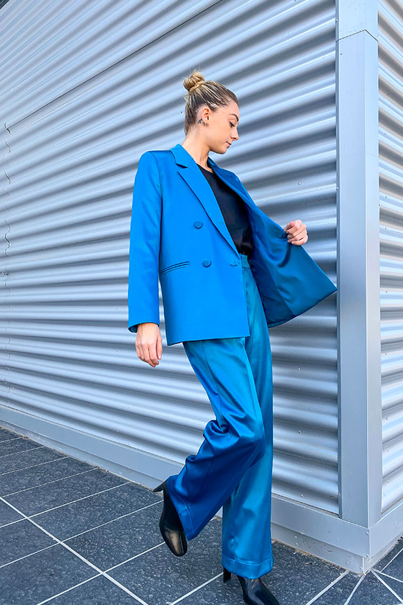 Vicolo - Teal palazzo trousers in satin