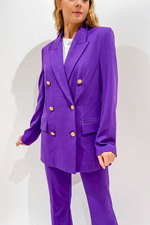 Vicolo - Purple double-breasted jacket in jersey