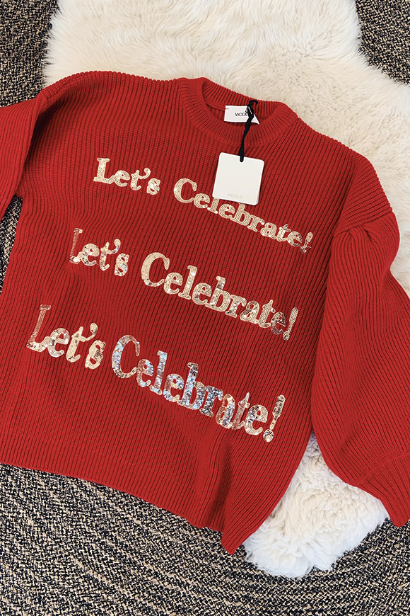 Vicolo - "Let's Celebrate" red sweater