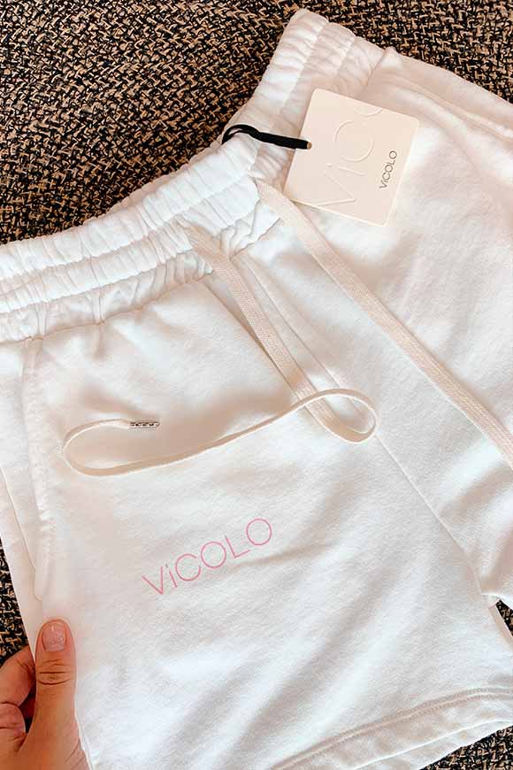 Vicolo - Bermuda in cream sweatshirt with logo