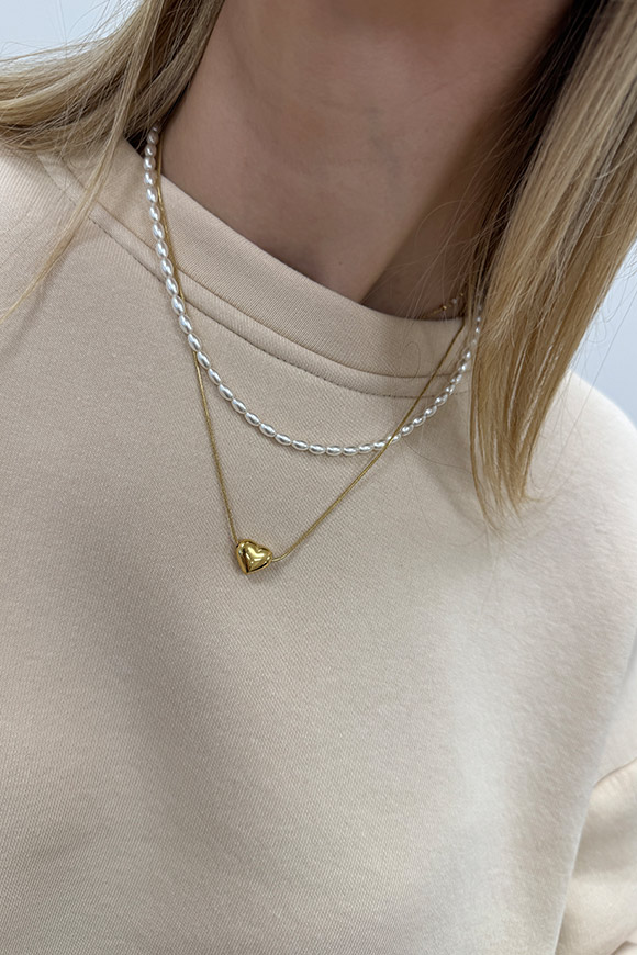 Calibro Shop - Collana multifilo perle e cuore oro