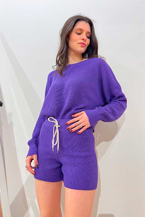 Vicolo - Purple cotton shorts with drawstring