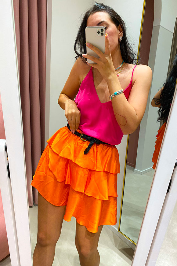 Vicolo - Orange satin skirt with irregular flounces