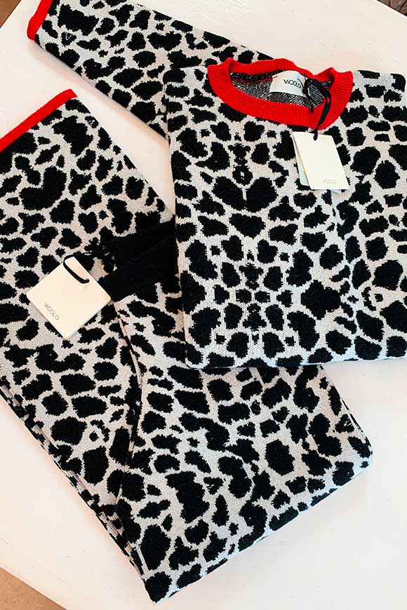 Vicolo - Pantaloni leopardati in maglia strutturata