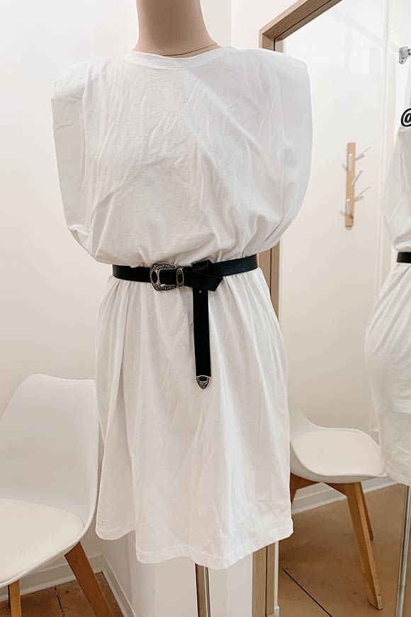 Vicolo - Vestito in cotone bianco con spalline imbottite