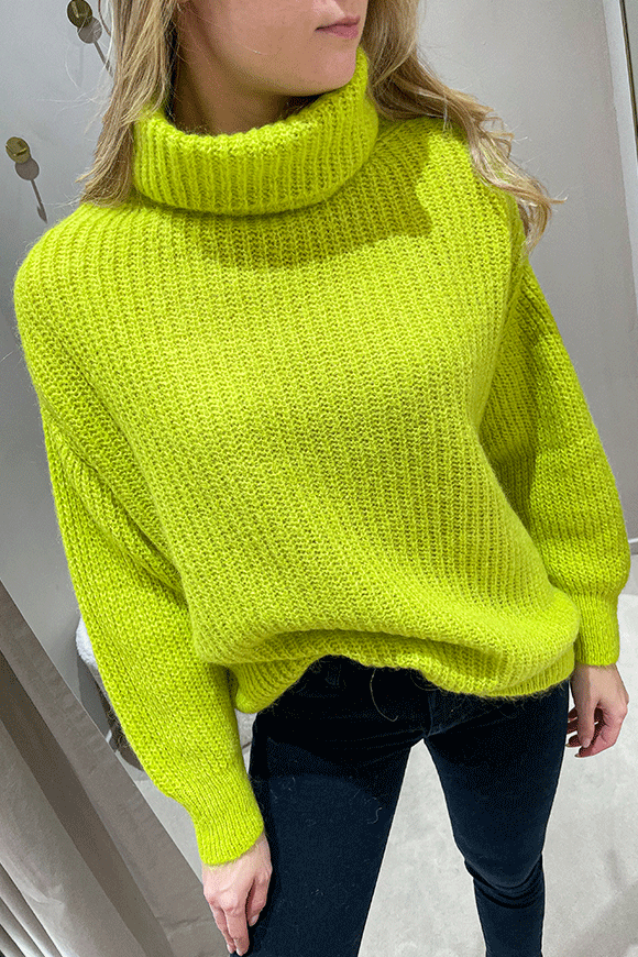 Haveone - Maglione mohair lime over dolcevita