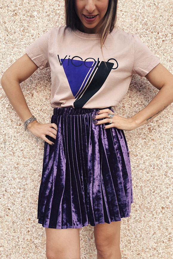 Vicolo - Violet plisset velvet skirt