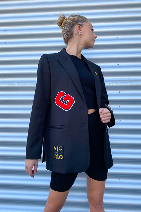 Vicolo - Black oversized jacket with patch
