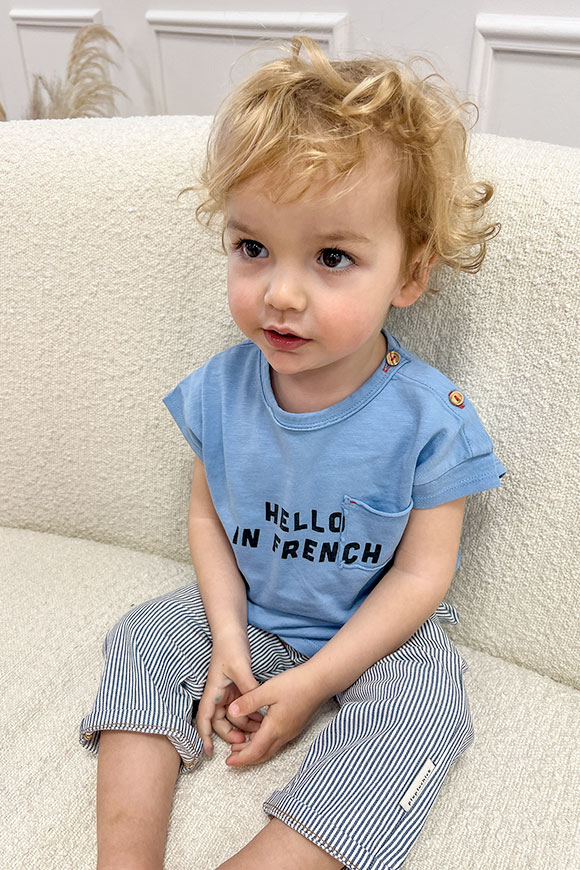 Piupiuchick - Tshirt baby blue con stampa "hello in franch"