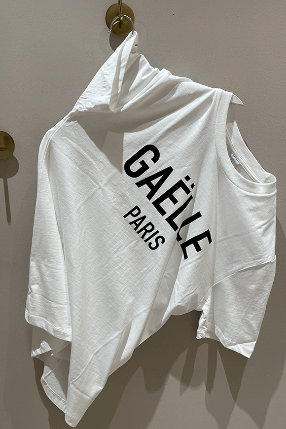Gaelle - T shirt bianca stampa logo nero centrale